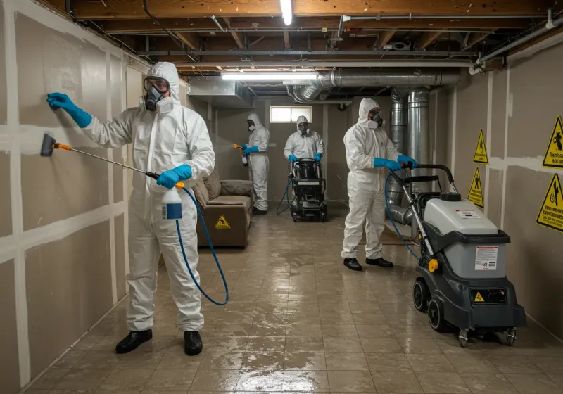 Basement Moisture Removal and Structural Drying process in Fruitridge Pocket, CA